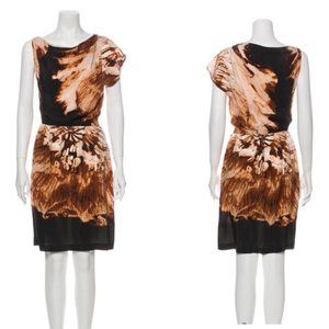 Robert Rodriguez Brown Silk Graphic Print Dress